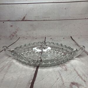 Fostoria American‎ Relish Dish Oval Candy Dish w/ Handles Clear Glass Gravy Boat